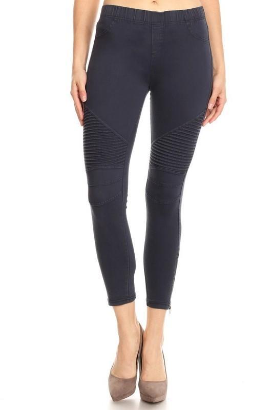 "Set The Trend" Moto Leggings (Midnight Blue)