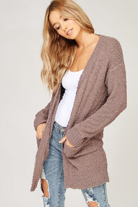 "Turn To Cozy" Popcorn Cardigan (Mocha)