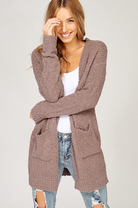 "Turn To Cozy" Popcorn Cardigan (Mocha)