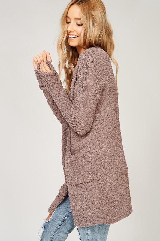 "Turn To Cozy" Popcorn Cardigan (Mocha)