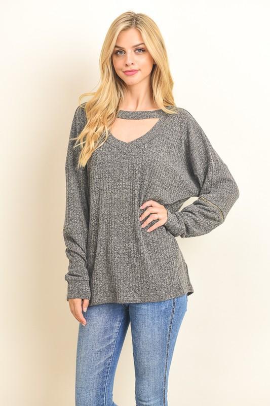 "On Your Mind" Knit Sweater (Charcoal)