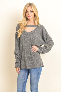 "On Your Mind" Knit Sweater (Charcoal)