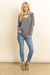 "On Your Mind" Knit Sweater (Charcoal)