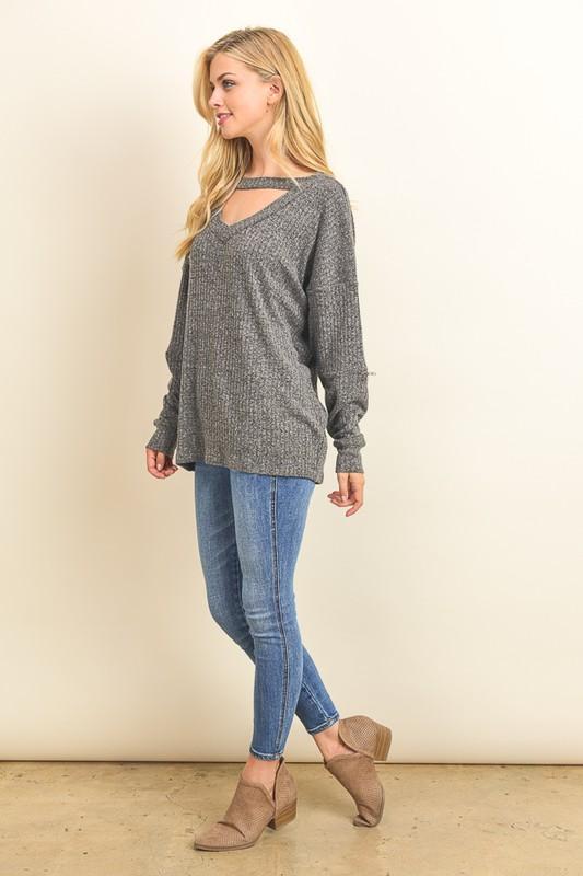 "On Your Mind" Knit Sweater (Charcoal)