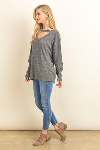 "On Your Mind" Knit Sweater (Charcoal)