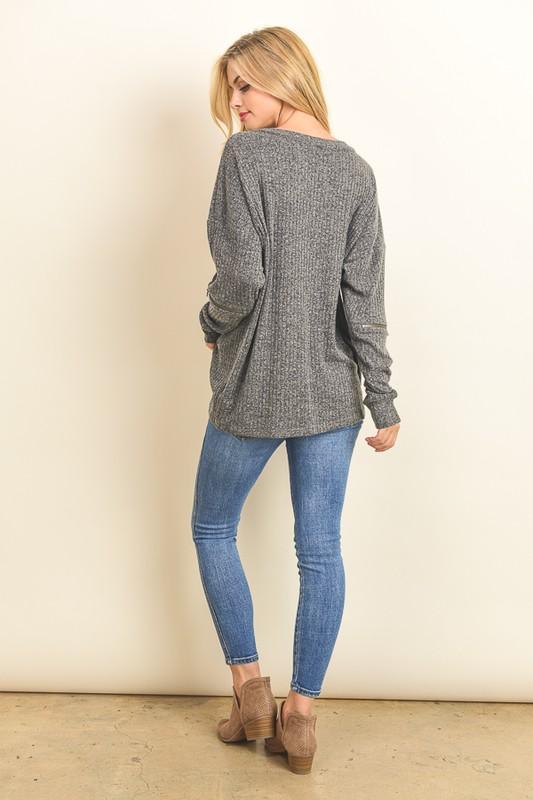 "On Your Mind" Knit Sweater (Charcoal)