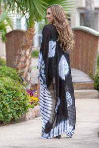 "Tempting Tie Dye" Kimono Wrap (Black)