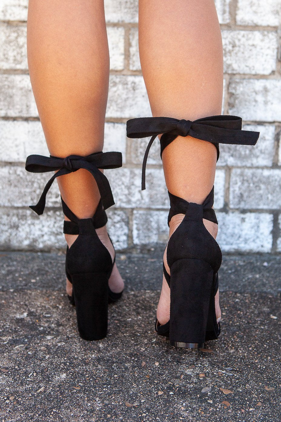 "That's A Wrap" Lace Up Heels (Black)