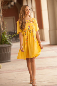 "Feeling So Vibrant" Shift Dress (Yellow)