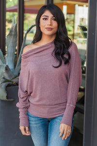 "Shrug It Off" Knit Top (Light Maroon)