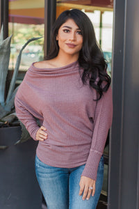"Shrug It Off" Knit Top (Light Maroon)