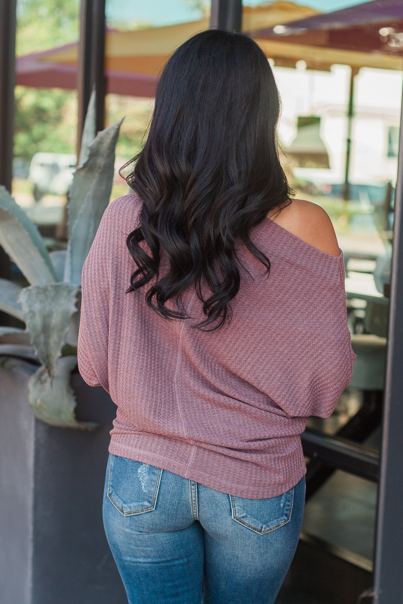 "Shrug It Off" Knit Top (Light Maroon)