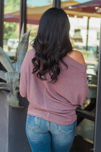 "Shrug It Off" Knit Top (Light Maroon)