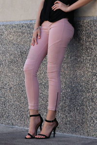 "Set The Trend" Moto Leggings (Dusty Pink)