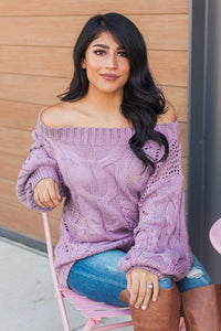 "When Autumn Calls" Knit Sweater (Purple)