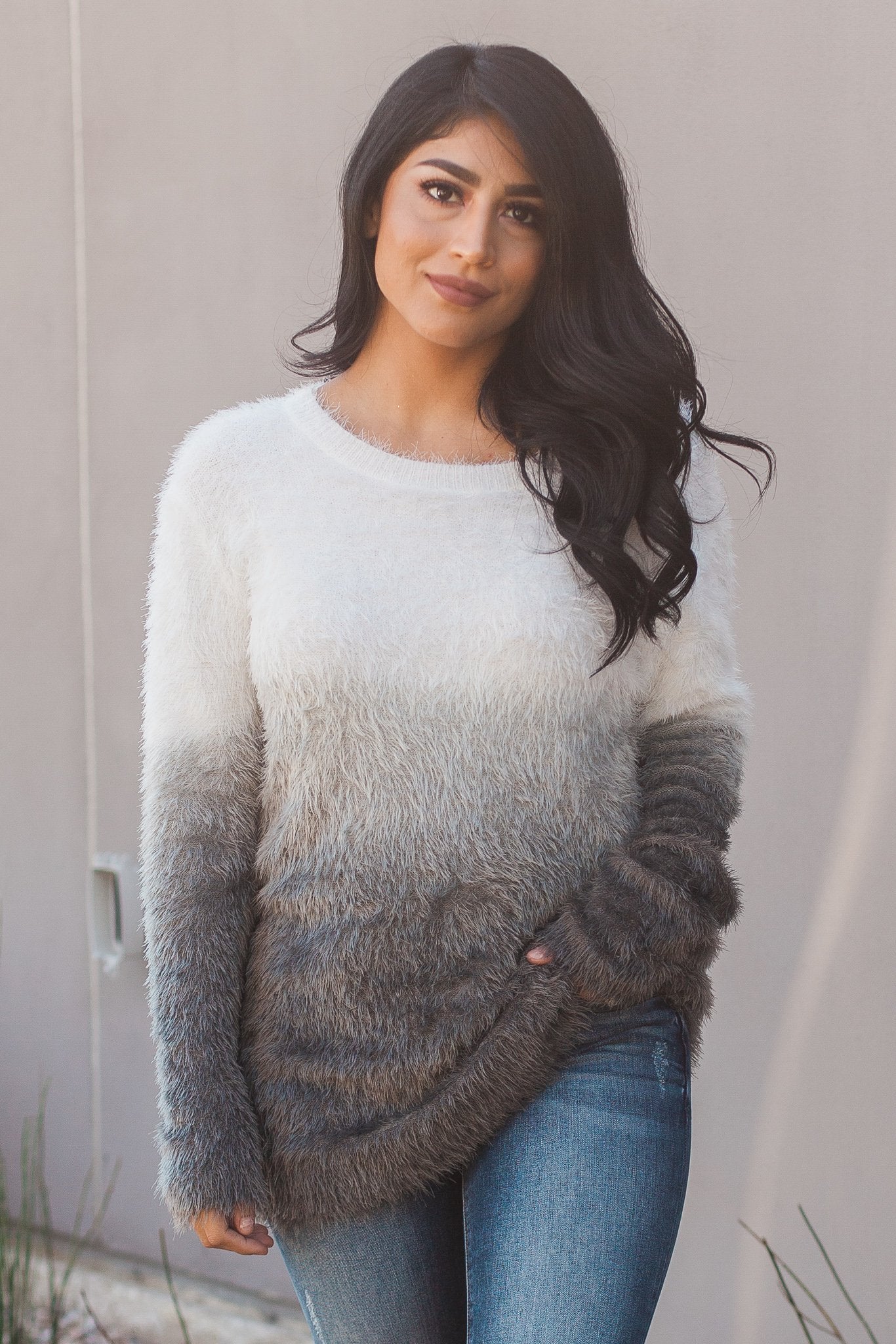 "Warm Fuzzy Feeling" Furry Sweater (Ash Grey)
