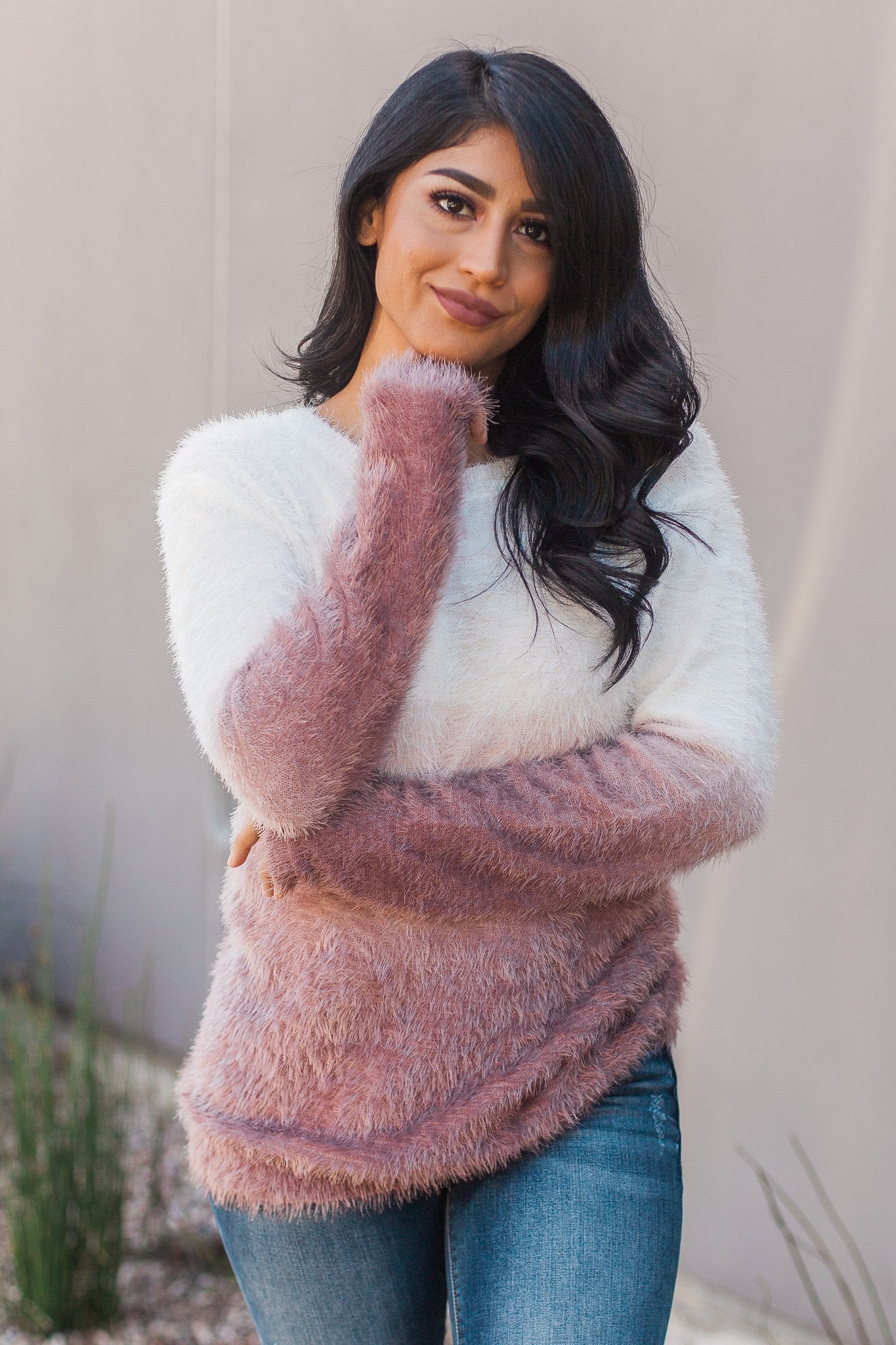 "Warm Fuzzy Feeling" Furry Sweater (Red Bean)