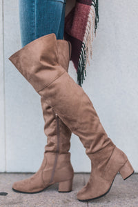 "Point Of View" OTK Boots (Taupe)