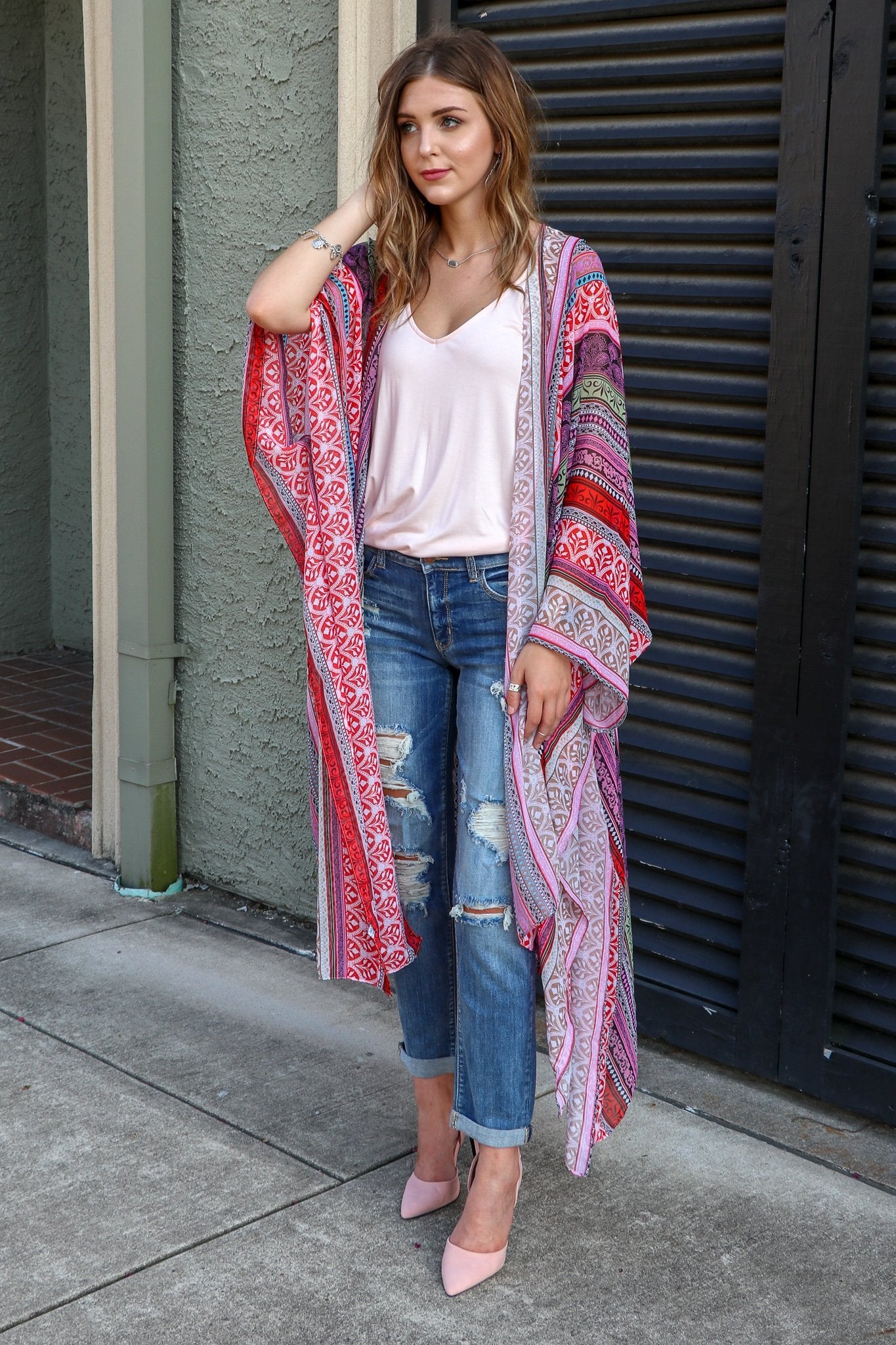 "Pattern Of Grace" Kimono Wrap (Pink)