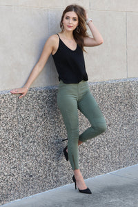 "Set The Trend" Moto Leggings (Olive)