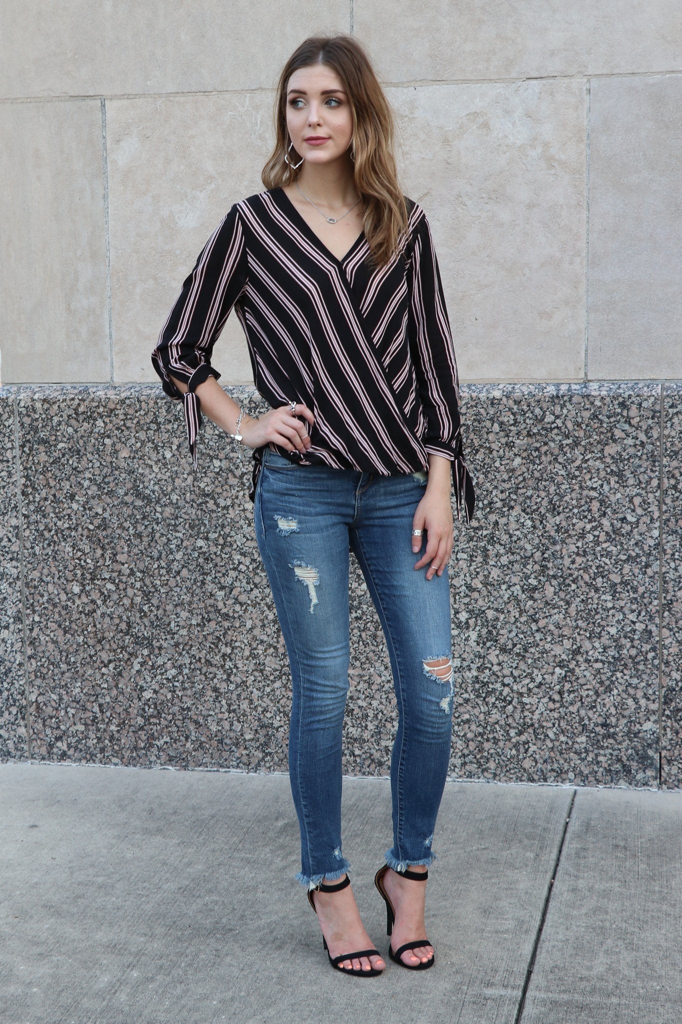 "No More Troubles" Striped Top