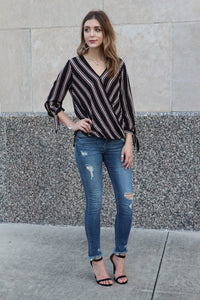 "No More Troubles" Striped Top