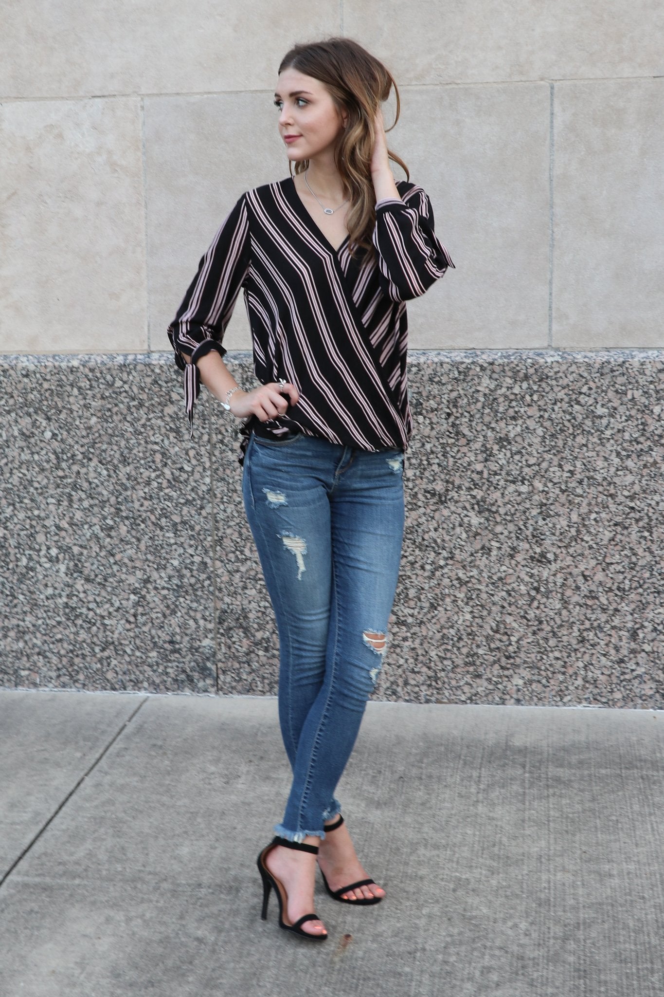 "No More Troubles" Striped Top