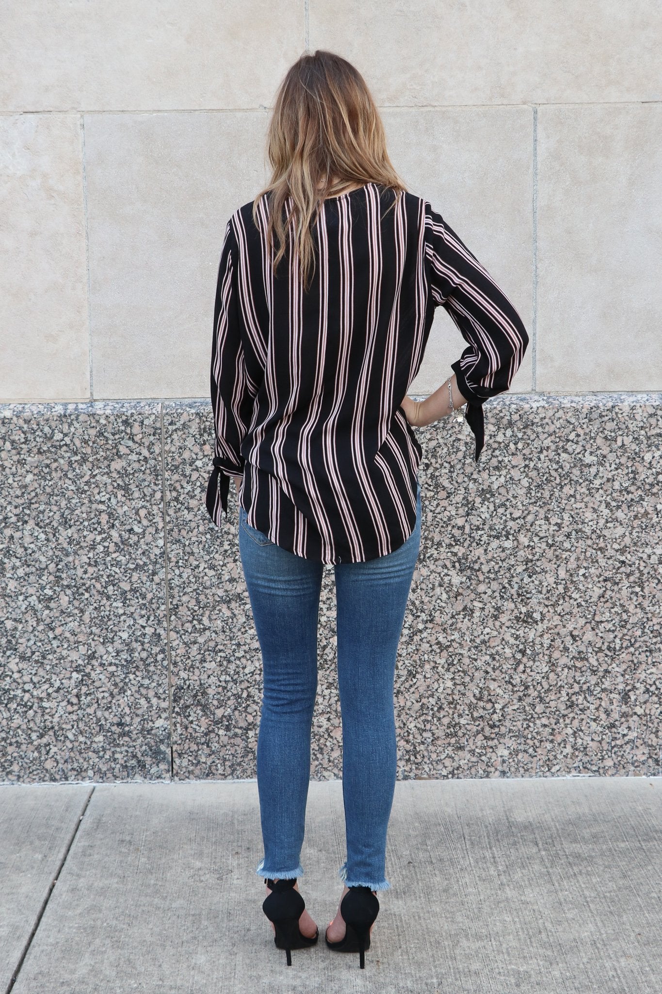 "No More Troubles" Striped Top