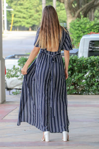 "Down Right Stripes" Maxi Romper