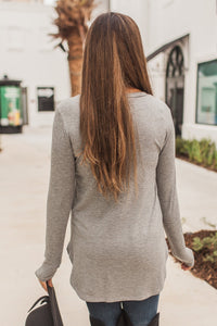 "Your Basic Instinct" Knit Top (Grey) - Scoop