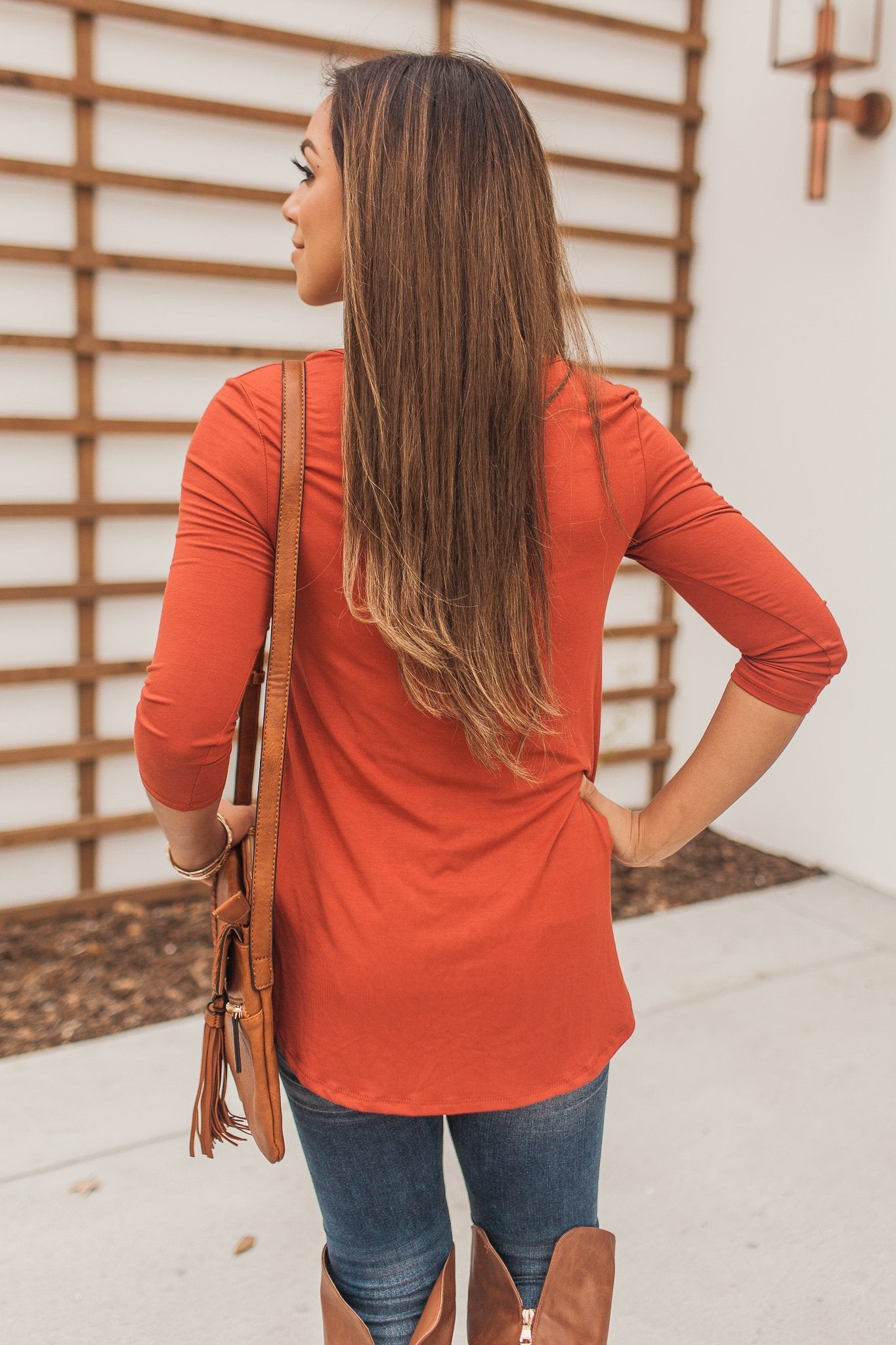 "Crossing The Lines" Knit Top (Rust)