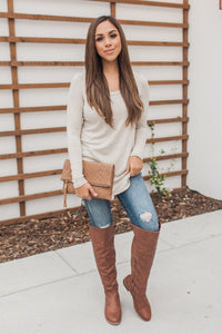 "Your Basic Instinct" Knit Top (Oatmeal) - Scoop