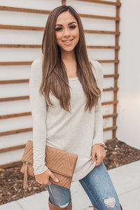 "Your Basic Instinct" Knit Top (Oatmeal) - Scoop