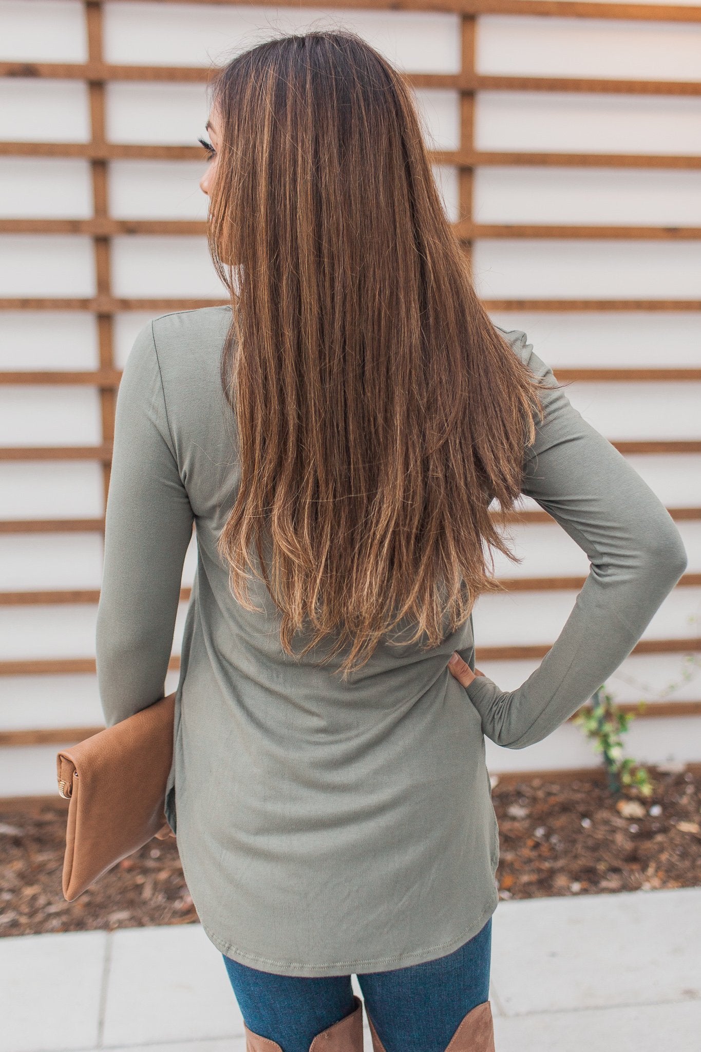 "Your Basic Instinct" Knit Top (Moss) - VNeck
