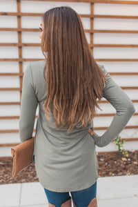 "Your Basic Instinct" Knit Top (Moss) - VNeck