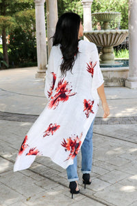 "Detailed In Floral" Kimono Wrap (Cream)