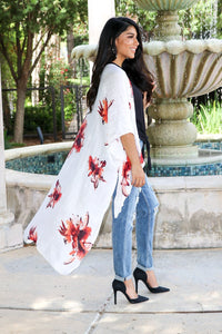 "Detailed In Floral" Kimono Wrap (Cream)