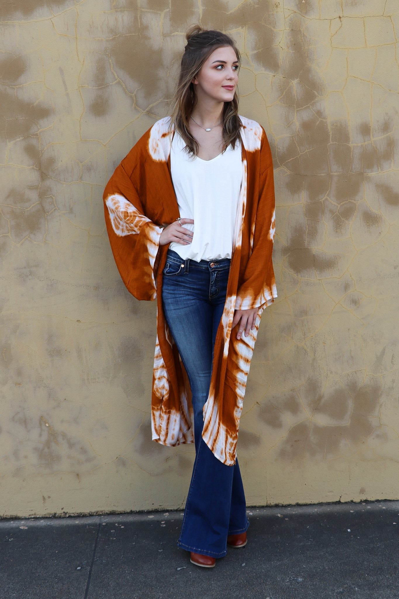 "That's So 70s" Longline Kimono (Rust)