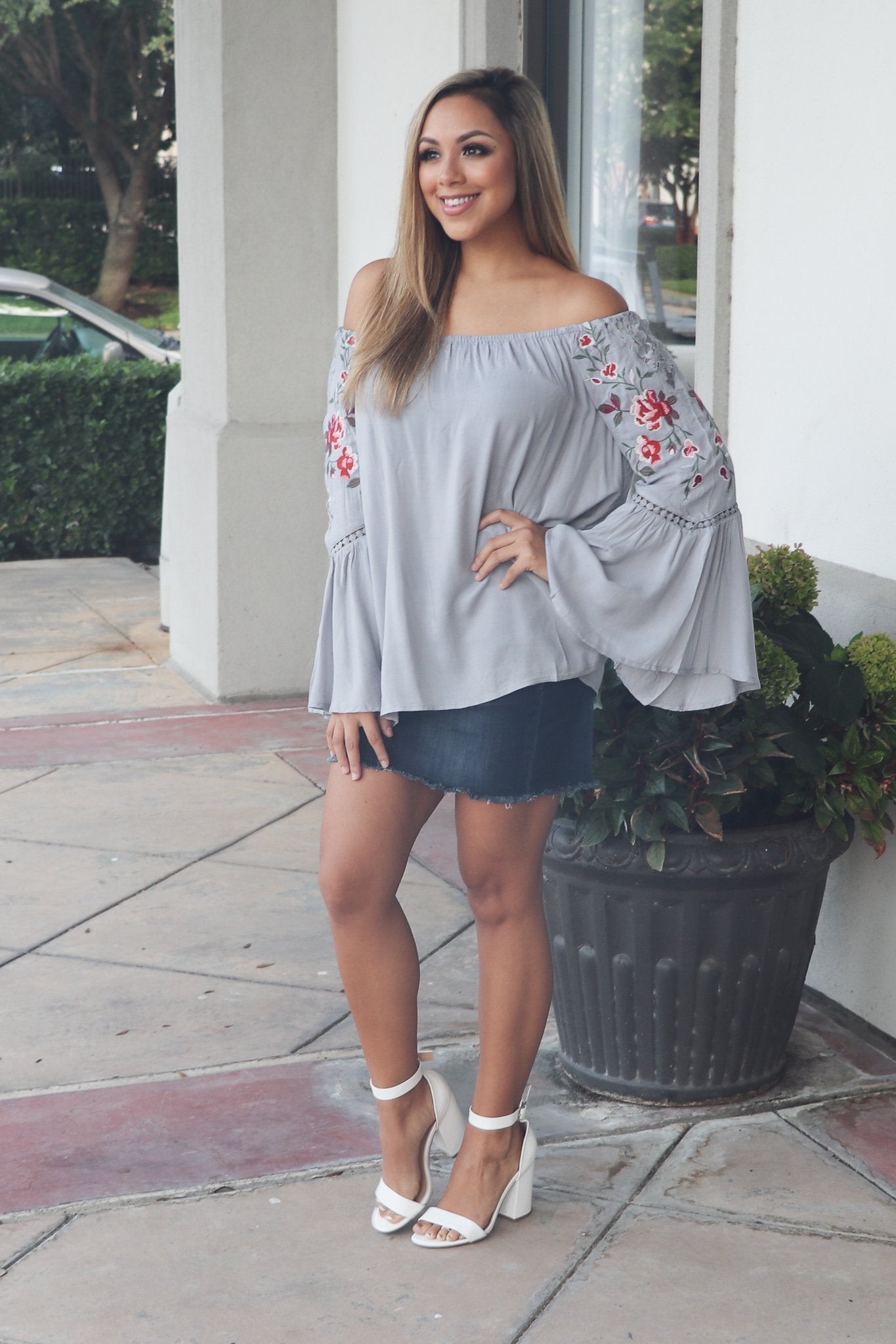 "Steal A Moment" Shift Top (Grey)