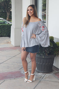 "Steal A Moment" Shift Top (Grey)