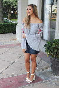 "Steal A Moment" Shift Top (Grey)