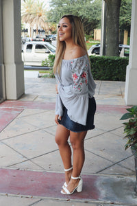"Steal A Moment" Shift Top (Grey)