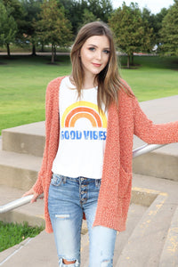 "Turn To Cozy" Popcorn Cardigan (Rust)