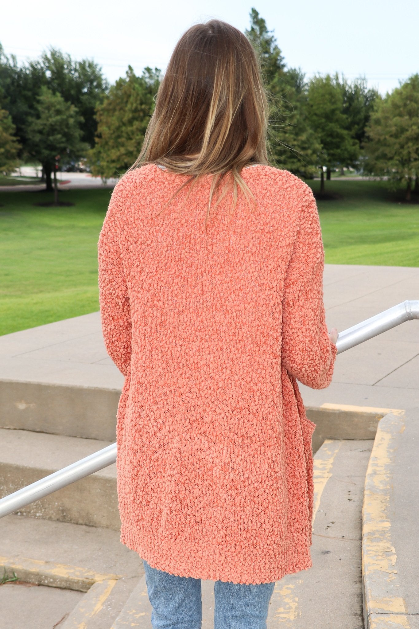 "Turn To Cozy" Popcorn Cardigan (Rust)