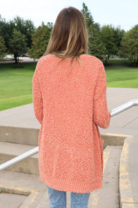 "Turn To Cozy" Popcorn Cardigan (Rust)
