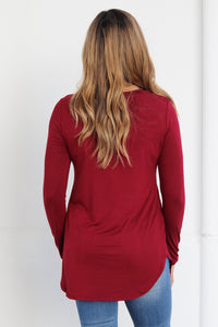 "Your Basic Instinct" Knit Top (Burgundy) - VNeck
