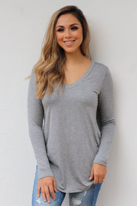 "Your Basic Instinct" Knit Top (Grey) - VNeck