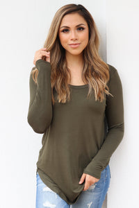 "Your Basic Instinct" Knit Top (Olive) - Scoop