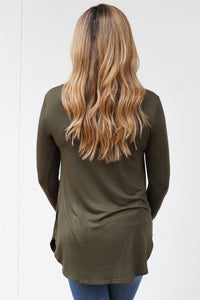 "Your Basic Instinct" Knit Top (Olive) - Scoop