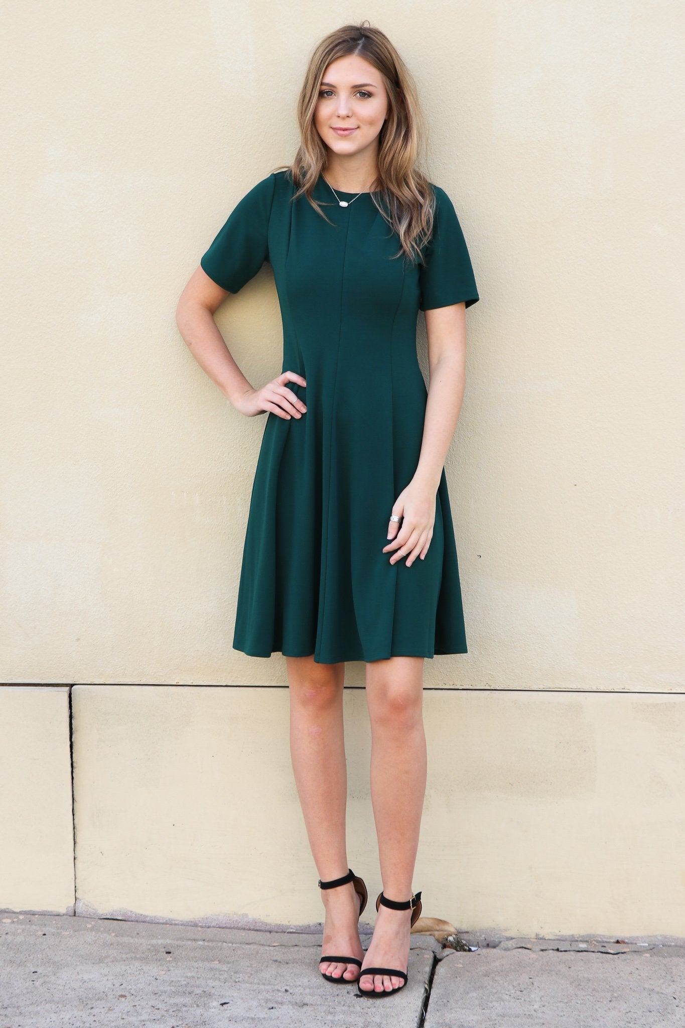 "She's Got Class" Flare Dress (Hunter Green)